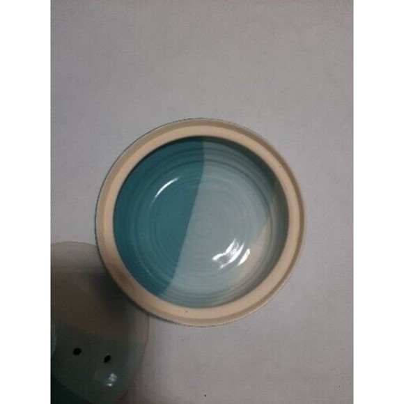 Teal/Cream Chip & Dip Serving Dishes-Plate With Bowl (G) - Picture 7 of 8